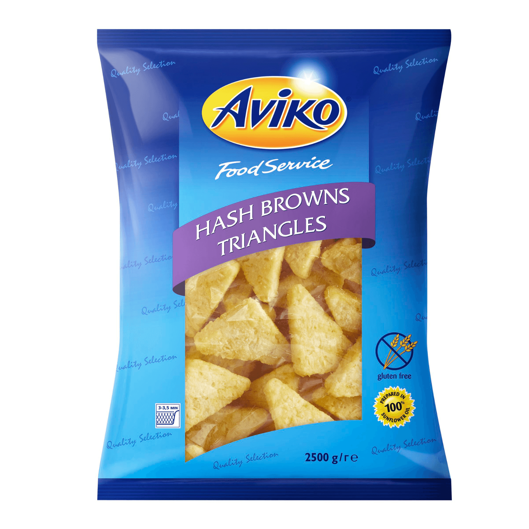 packshot aviko hash browns triangles