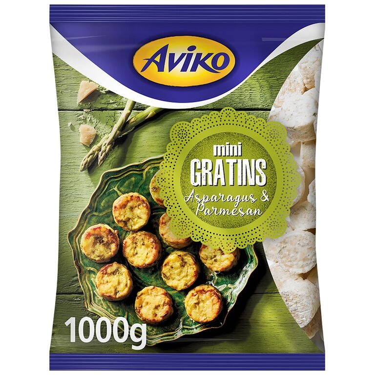 förpackning små potatisbakelser sparris parmesan