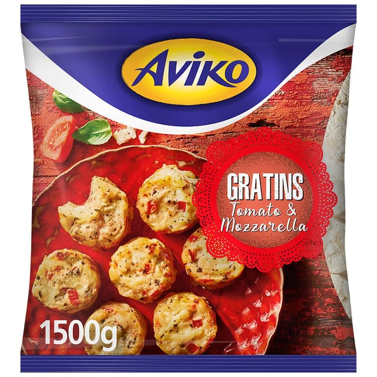 förpackning aviko foodservice potatisbakelse tomat mozzarella